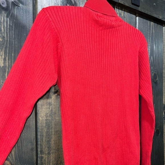Abercrombie 90s Style Ribbed Turtleneck Sweater Size M Red 100% Cotton Preppy - Picture 8 of 9